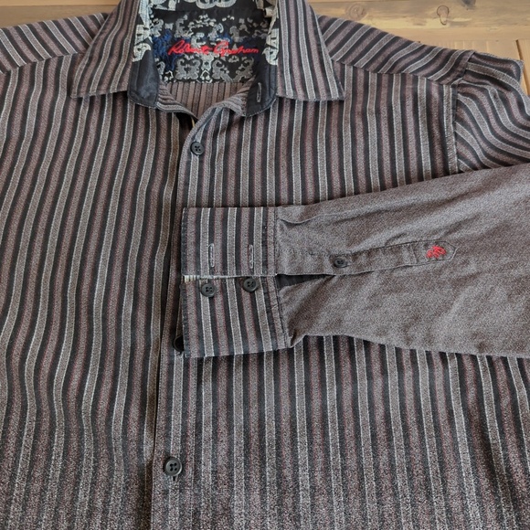 Robert Graham Grey Disappearing Long Sleeve Flip Cuff Button Down Shirt - Picture 4 of 14